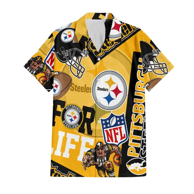 LIMITED EDITION - NEW CUSTOMIZED NFL14 PSB PITTSBURGH STEELERS UNISEX HAWAIIAN SHIRT & SHORTS SET