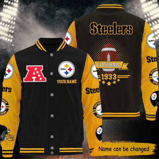 LIMITED EDITION - NEW CUSTOMIZED NFL14 PSB PITTSBURGH STEELERS BASEBALL JACKET