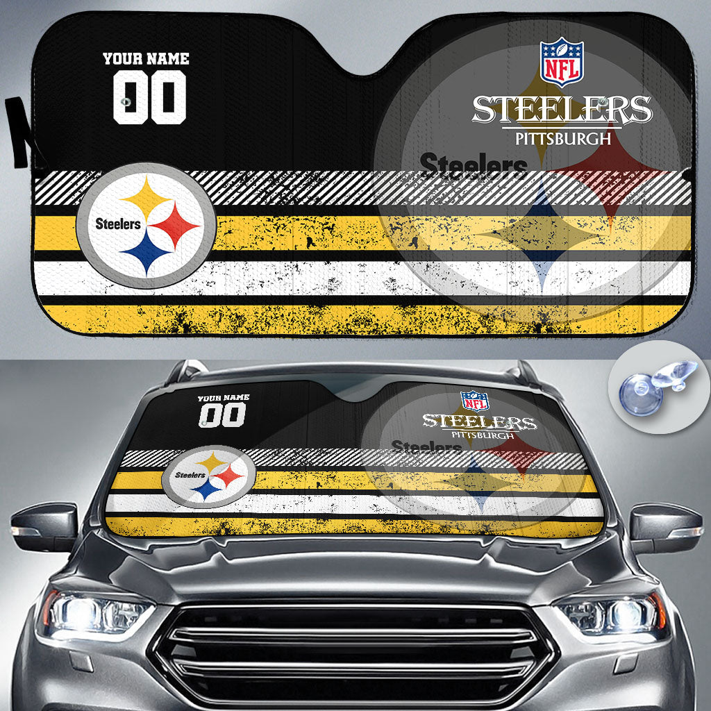 LIMITED EDITION - NEW CUSTOMIZED NFL14 PSB PITTSBURGH STEELERS AUTO WINDSHIELD SHADE
