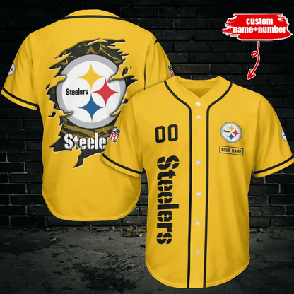LIMITED EDITION - NEW CUSTOMIZED NFL14 PSB PITTSBURGH STEELERS BASEBALL JERSEY