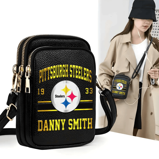 LIMITED EDITION - NEW CUSTOMIZED NFL14 PSB PITTSBURGH STEELERS LEATHER CROSSBODY BAG