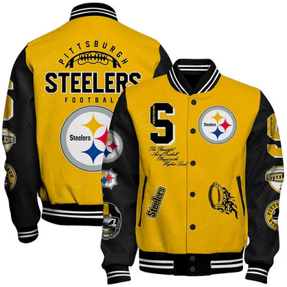 LIMITED EDITION - NEW CUSTOMIZED NFL14 PSB PITTSBURGH STEELERS SATIN VARSITY JACKET & BASEBALL JACKET