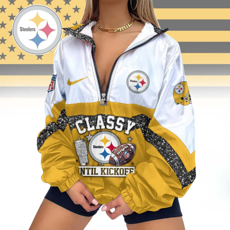 LIMITED EDITION - NEW CUSTOMIZED NFL14 PSB PITTSBURGH STEELERS V-NECK ZIPPER SWEATSHIRT JACKET