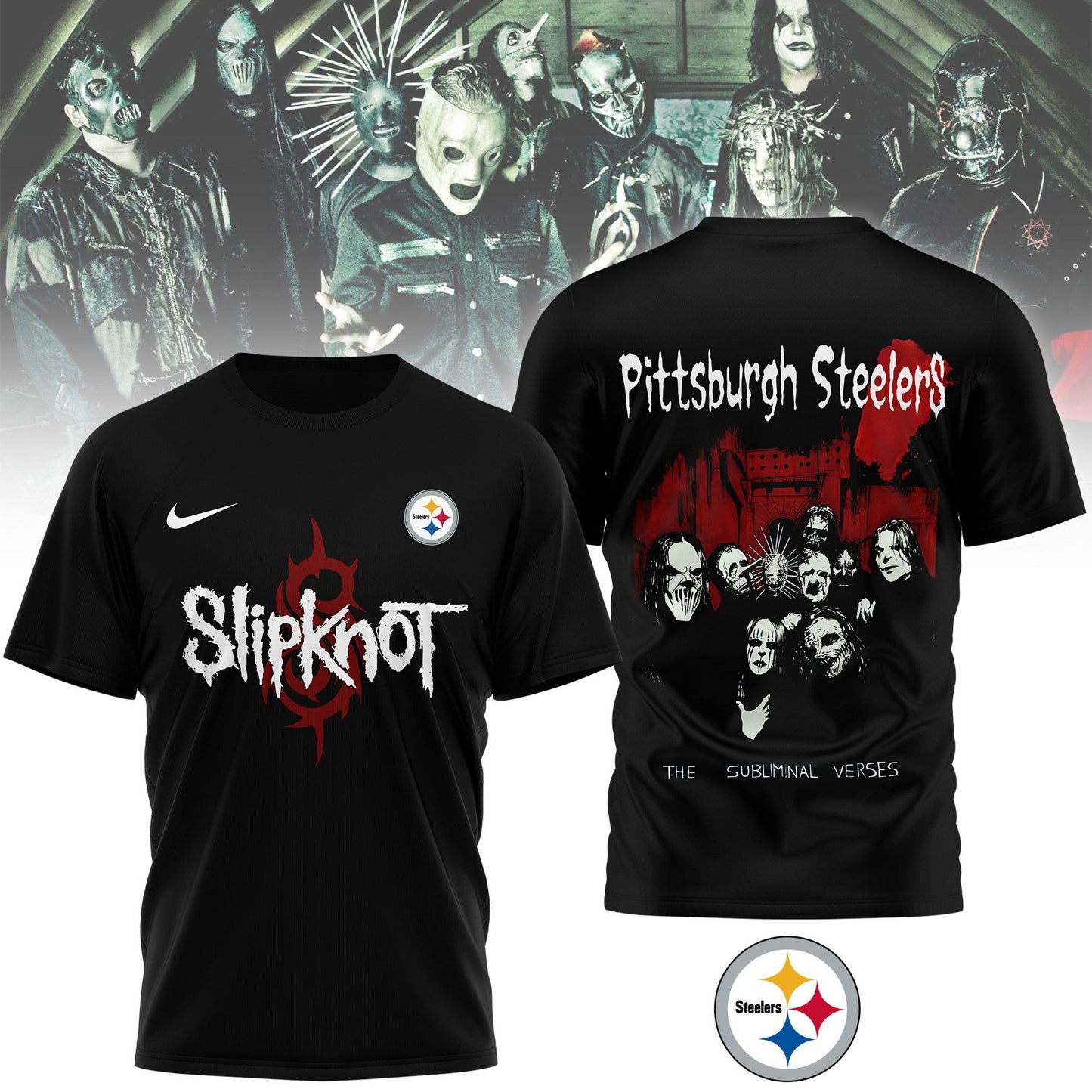 LIMITED EDITION - NEW CUSTOMIZED NFL14 PSB PITTSBURGH STEELERS SLIPKNOT 3D SHIRT