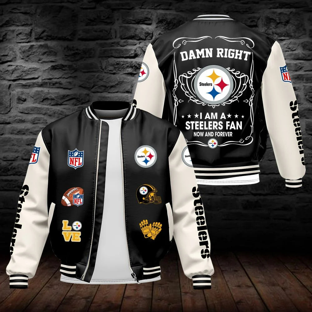 LIMITED EDITION - NEW CUSTOMIZED NFL14 PSB PITTSBURGH STEELERS LEATHER BOMBER JACKET