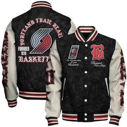 LIMITED EDITION - NEW CUSTOMIZED NBA22 PTB PORTLAND TRAIL BLAZERS BASEBALL JACKET, SATIN VARSITY JACKET