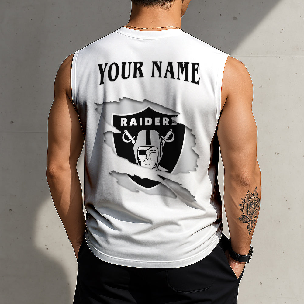LIMITED EDITION - NEW CUSTOMIZED NFL07 LVR LAS VEGAS RAIDERS TANKTOP & GYM SHIRT