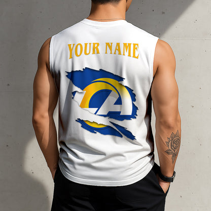 LIMITED EDITION - NEW CUSTOMIZED NFL22 LAR LOS ANGELES RAMS TANKTOP & GYM SHIRT