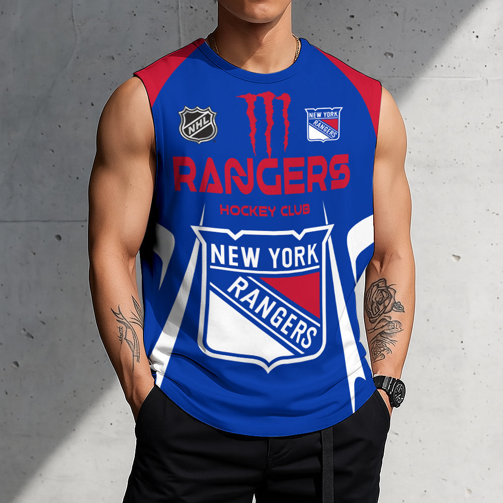 LIMITED EDITION - NEW CUSTOMIZED NHL24 NYR NEW YORK RANGERS TANK TOP & GYM SHIRT