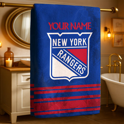 LIMITED EDITION - NEW CUSTOMIZED NHL24 NYR NEW YORK RANGERS BEACH & BATH TOWEL
