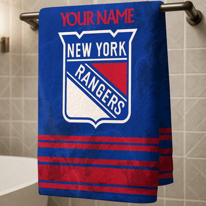 LIMITED EDITION - NEW CUSTOMIZED NHL24 NYR NEW YORK RANGERS BEACH & BATH TOWEL