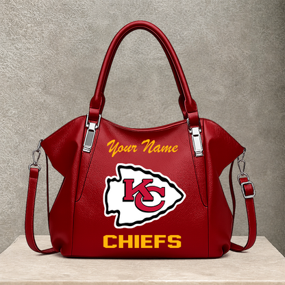 LIMITED EDITION - NEW CUSTOMIZED NFL01 KCC KANSAS CITY CHIEFS SHOULDER HANDBAG