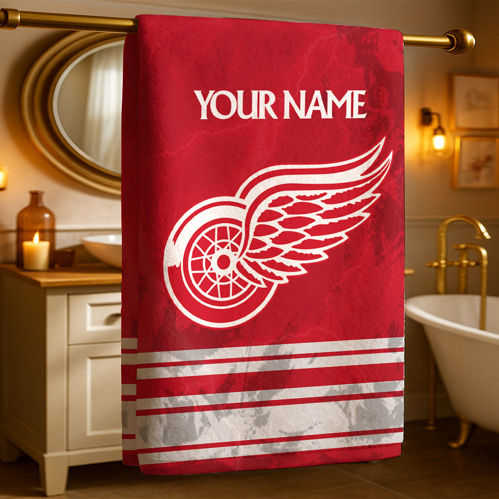 LIMITED EDITION - NEW CUSTOMIZED NHL22 DRW DETROIT RED WINGS BEACH & BATH TOWEL