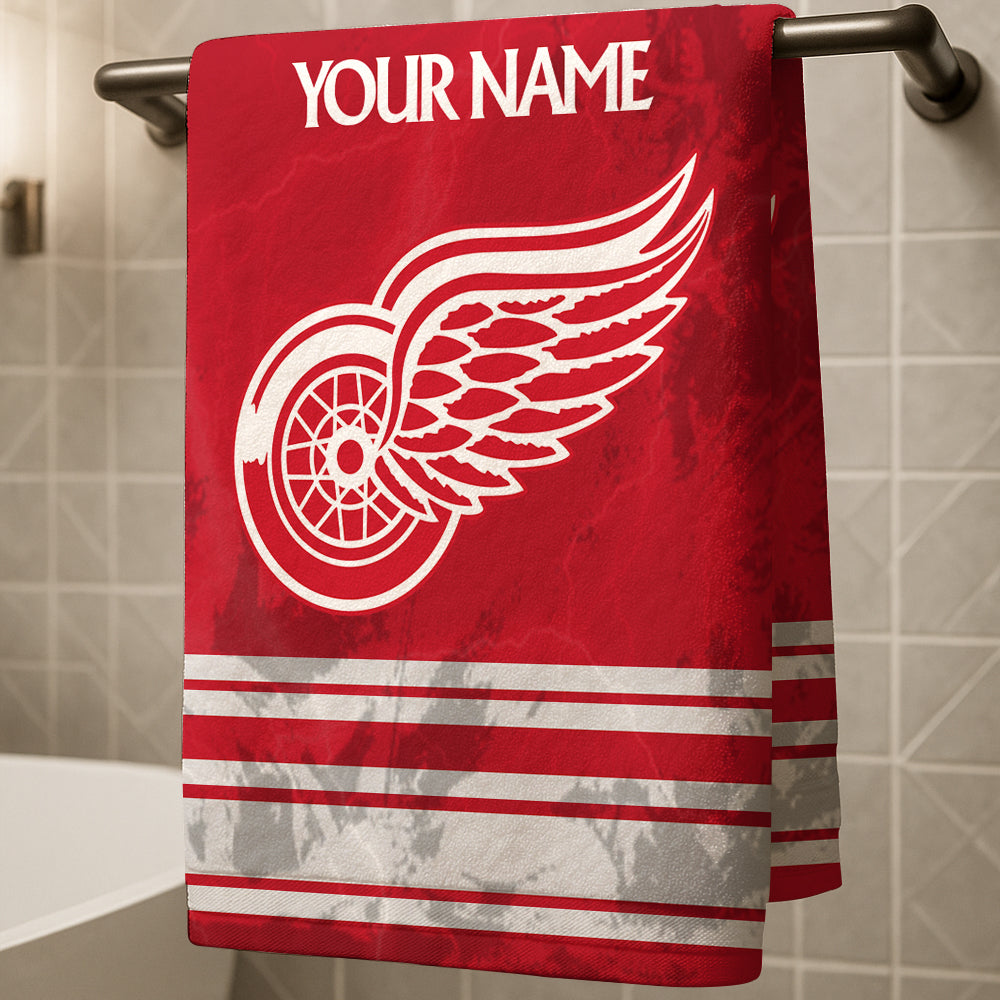 LIMITED EDITION - NEW CUSTOMIZED NHL22 DRW DETROIT RED WINGS BEACH & BATH TOWEL