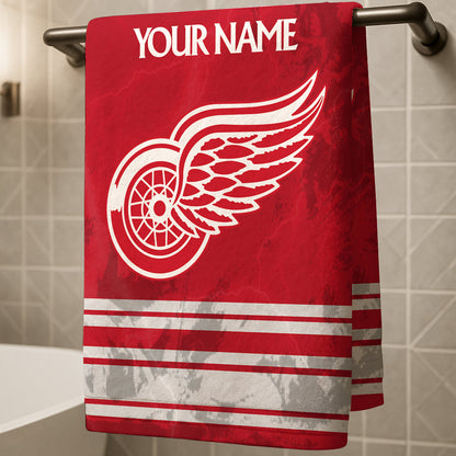 LIMITED EDITION - NEW CUSTOMIZED NHL22 DRW DETROIT RED WINGS BEACH & BATH TOWEL
