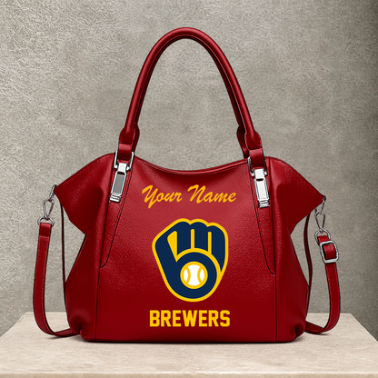 LIMITED EDITION - NEW CUSTOMIZED MLB15 MBS MILWAUKEE BREWERS SHOULDER HANDBAG