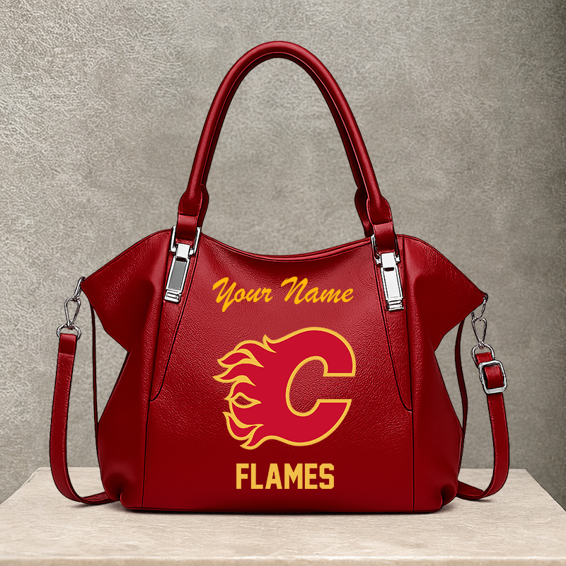 LIMITED EDITION - NEW CUSTOMIZED NHL17 CGF CALGARY FLAMES SHOULDER HANDBAG