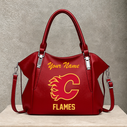 LIMITED EDITION - NEW CUSTOMIZED NHL17 CGF CALGARY FLAMES SHOULDER HANDBAG