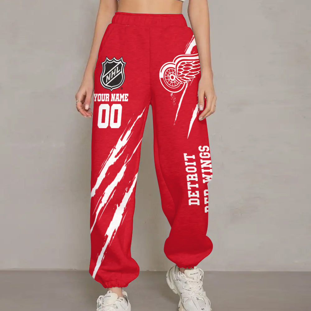 LIMITED EDITION - NEW CUSTOMIZED NHL22 DRW DETROIT RED WINGS UNISEX LONG PANTS