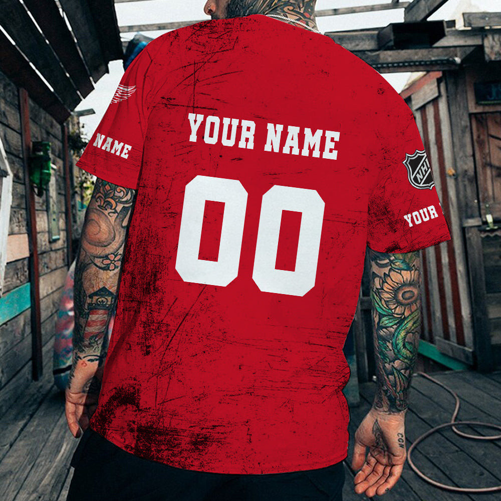 LIMITED EDITION - NEW CUSTOMIZED NHL22 DRW DETROIT RED WINGS T-SHIRT FOR FANS
