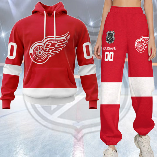 LIMITED EDITION - NEW CUSTOMIZED NHL22 DRW DETROIT RED WINGS COMBO HOODIE & LONGPANTS