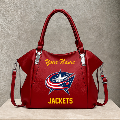 LIMITED EDITION - NEW CUSTOMIZED NHL18 CBJ COLUMBUS BLUE JACKETS SHOULDER HANDBAG