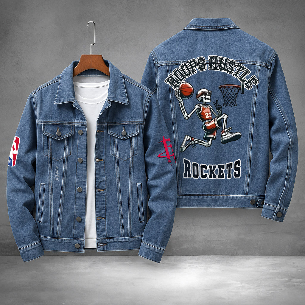 LIMITED EDITION - NEW PREMIUM NBA07 HR HOUSTON ROCKETS DENIM JACKET
