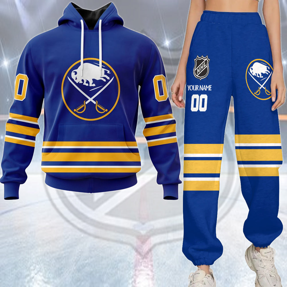 LIMITED EDITION - NEW CUSTOMIZED NHL28 BFS BUFFALO SABRES COMBO HOODIE & LONGPANTS