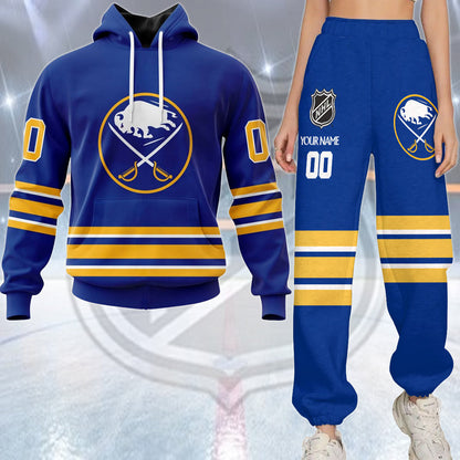 LIMITED EDITION - NEW CUSTOMIZED NHL28 BFS BUFFALO SABRES COMBO HOODIE & LONGPANTS