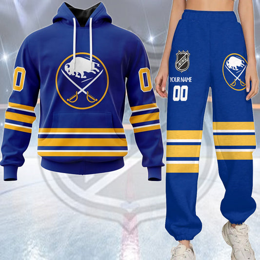LIMITED EDITION - NEW CUSTOMIZED NHL28 BFS BUFFALO SABRES COMBO HOODIE & LONGPANTS