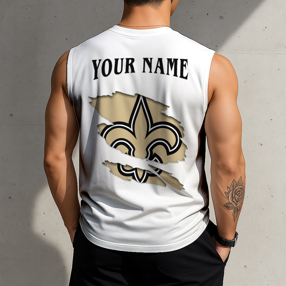 LIMITED EDITION - NEW CUSTOMIZED NFL24 NOS NEW ORLEANS SAINTS TANKTOP & GYM SHIRT