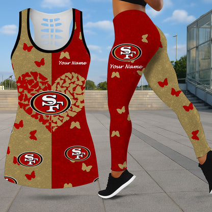 LIMITED EDITION - NEW CUSTOMIZED NFL11 SF49 SAN FRANCISCO 49ERS LEGGINGS & HOLLOW TANK TOP SET