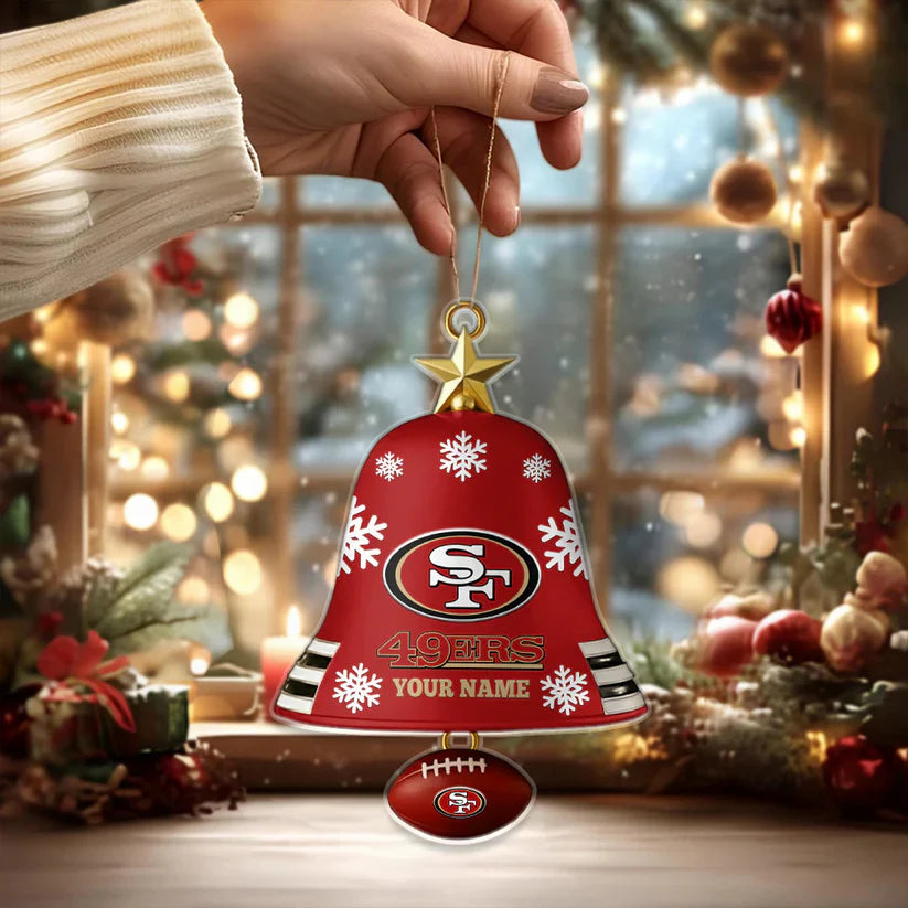 LIMITED EDITION - NEW CUSTOMIZED NFL11 SF49 SAN FRANCISCO 49ERS ACRYLIC CHRISTMAS BELL ORNAMENT