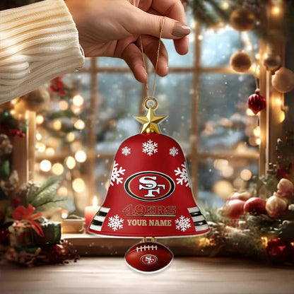 LIMITED EDITION - NEW CUSTOMIZED NFL11 SF49 SAN FRANCISCO 49ERS ACRYLIC CHRISTMAS BELL ORNAMENT