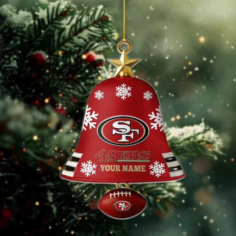 LIMITED EDITION - NEW CUSTOMIZED NFL11 SF49 SAN FRANCISCO 49ERS ACRYLIC CHRISTMAS BELL ORNAMENT