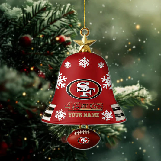 LIMITED EDITION - NEW CUSTOMIZED NFL11 SF49 SAN FRANCISCO 49ERS ACRYLIC CHRISTMAS BELL ORNAMENT