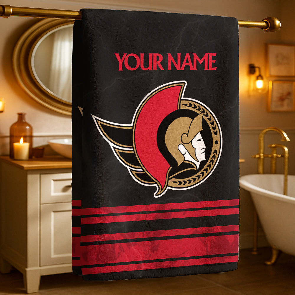 LIMITED EDITION - NEW CUSTOMIZED NHL29 OSN OTTAWA SENATORS BEACH & BATH TOWEL