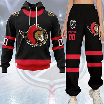 LIMITED EDITION - NEW CUSTOMIZED NHL29 OSN OTTAWA SENATORS COMBO HOODIE & LONGPANTS