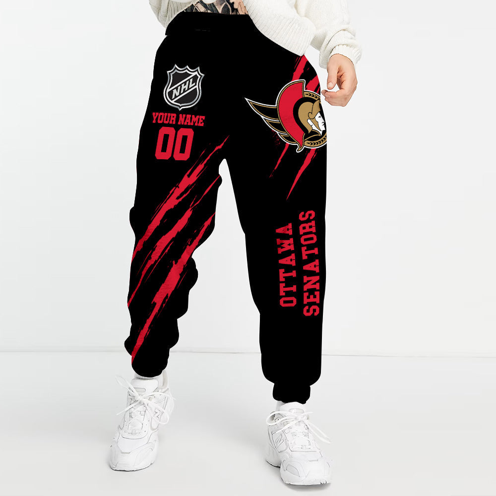 LIMITED EDITION - NEW CUSTOMIZED NHL29 OSN OTTAWA SENATORS UNISEX LONG PANTS