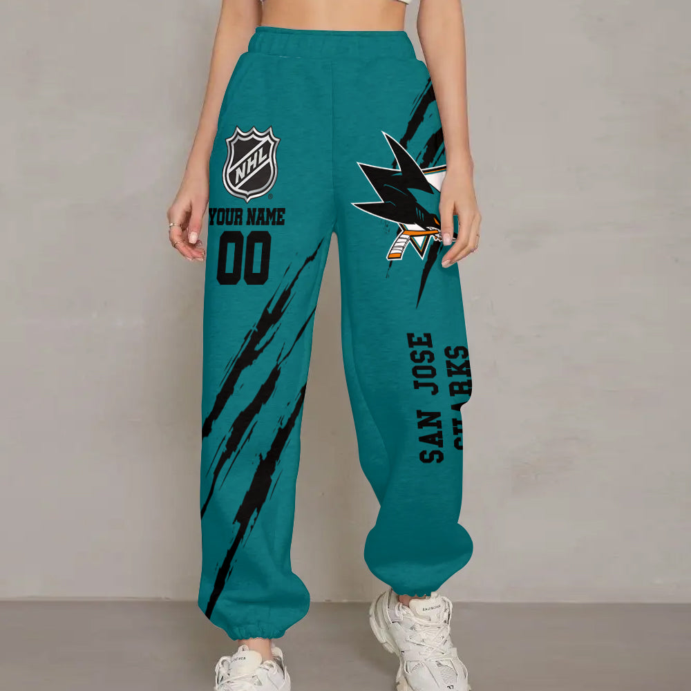 LIMITED EDITION - NEW CUSTOMIZED NHL32 SJS SAN JOSE SHARKS UNISEX LONG PANTS
