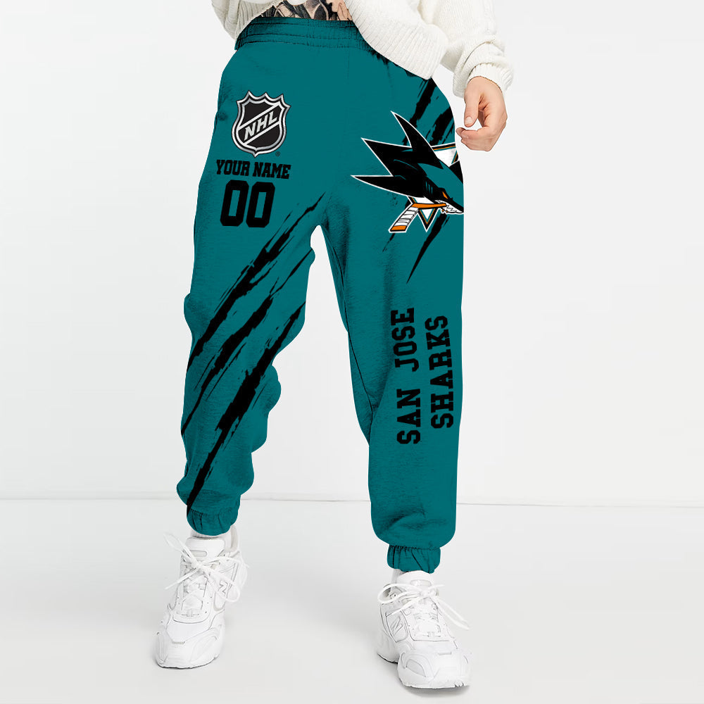 LIMITED EDITION - NEW CUSTOMIZED NHL32 SJS SAN JOSE SHARKS UNISEX LONG PANTS