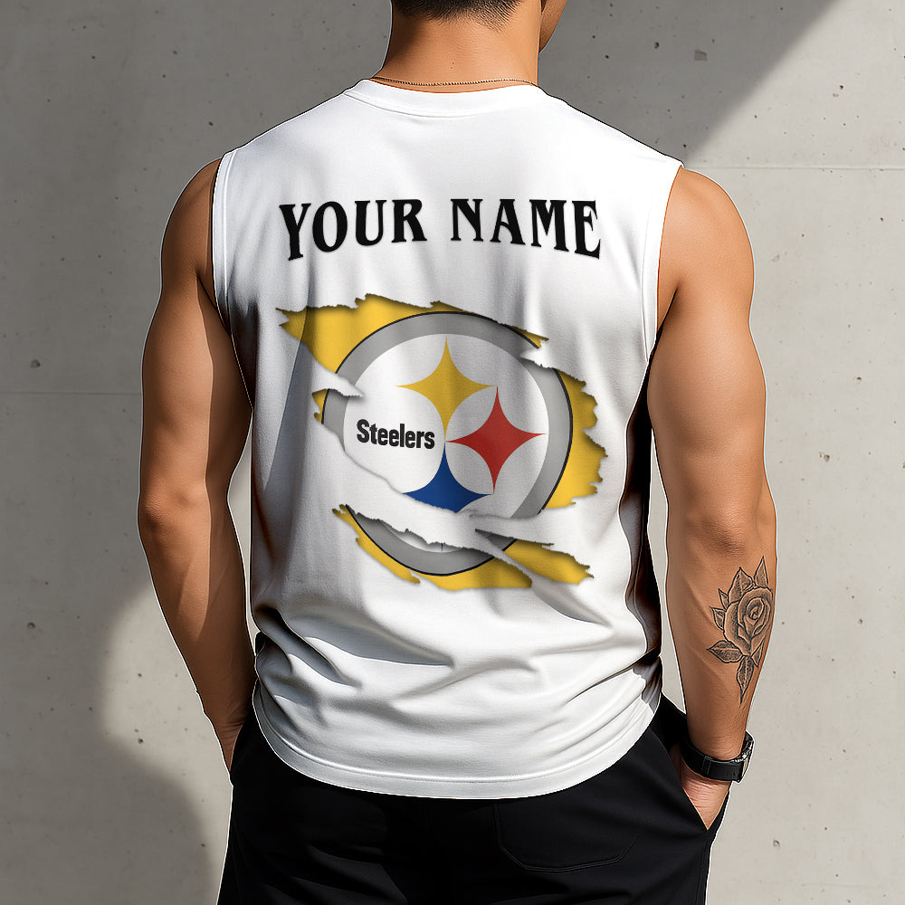 LIMITED EDITION - NEW CUSTOMIZED NFL14 PSB PITTSBURGH STEELERS TANKTOP & GYM SHIRT