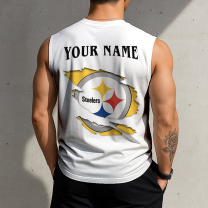 LIMITED EDITION - NEW CUSTOMIZED NFL14 PSB PITTSBURGH STEELERS TANKTOP & GYM SHIRT