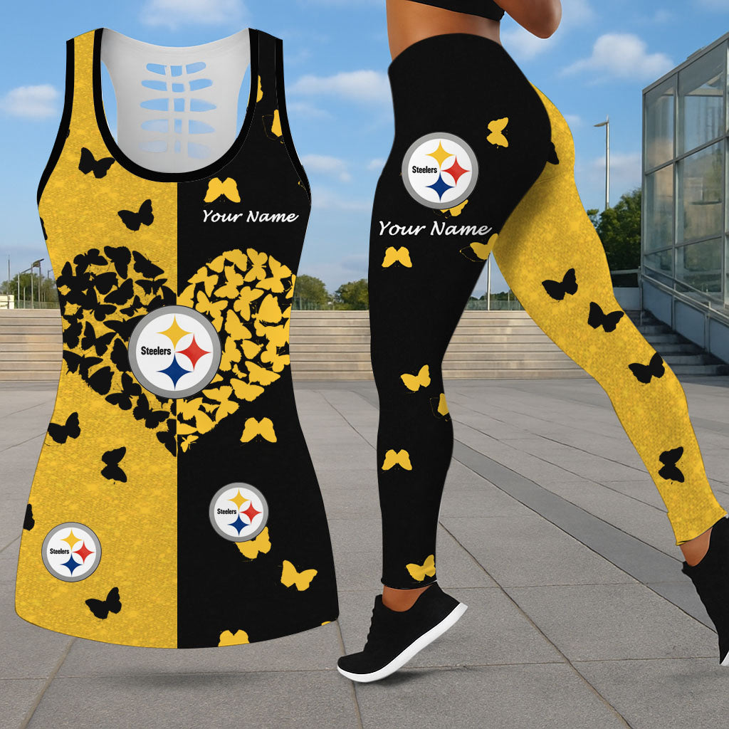 LIMITED EDITION - NEW CUSTOMIZED NFL14 PSB PITTSBURGH STEELERS LEGGINGS & HOLLOW TANK TOP SET