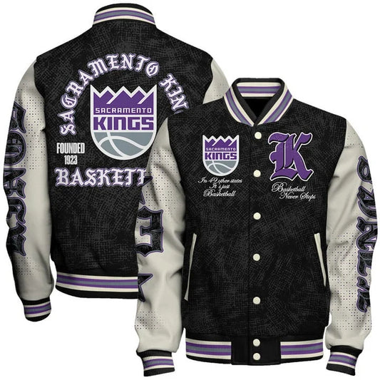 LIMITED EDITION - NEW CUSTOMIZED NBA16 SKI SACRAMENTO KINGS BASEBALL JACKET, SATIN VARSITY JACKET