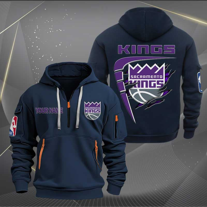 [HOT DEAL] NEW CUSTOMIZED NBA16 SK SACRAMENTO KINGS QUARTER ZIP HOODIE