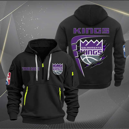 [HOT DEAL] NEW CUSTOMIZED NBA16 SK SACRAMENTO KINGS QUARTER ZIP HOODIE
