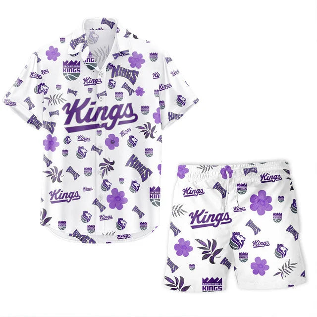 LIMITED EDITION - NEW CUSTOMIZED NBA16 SKI SACRAMENTO KINGS UNISEX HAWAIIAN SHIRT & SHORTS SET