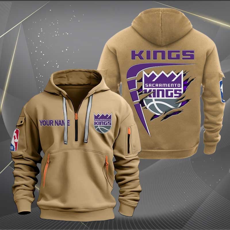 [HOT DEAL] NEW CUSTOMIZED NBA16 SK SACRAMENTO KINGS QUARTER ZIP HOODIE
