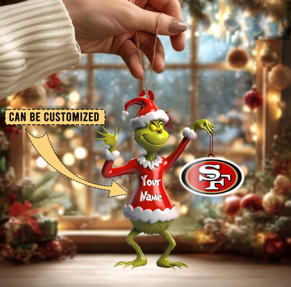LIMITED EDITION - NEW CUSTOMIZED NFL11 SF49 SAN FRANCISCO 49ERS THE GRINCH ACRYLIC ORNAMENT